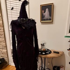 Elegant Black Long Sleeve Witch Dress